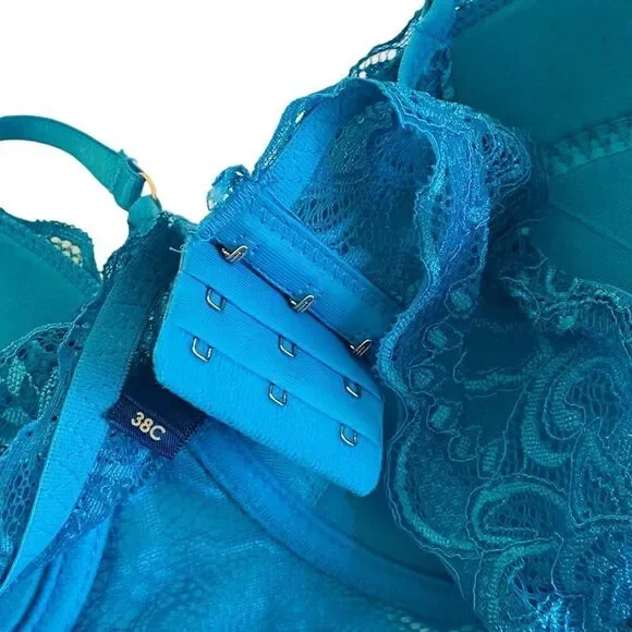 Rachel Roy Set Scallop Lace Lingerie Set Underwire Bra 38C Thong Panties XL NWT - Picture 6 of 13